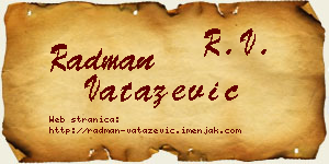 Radman Vatazević vizit kartica